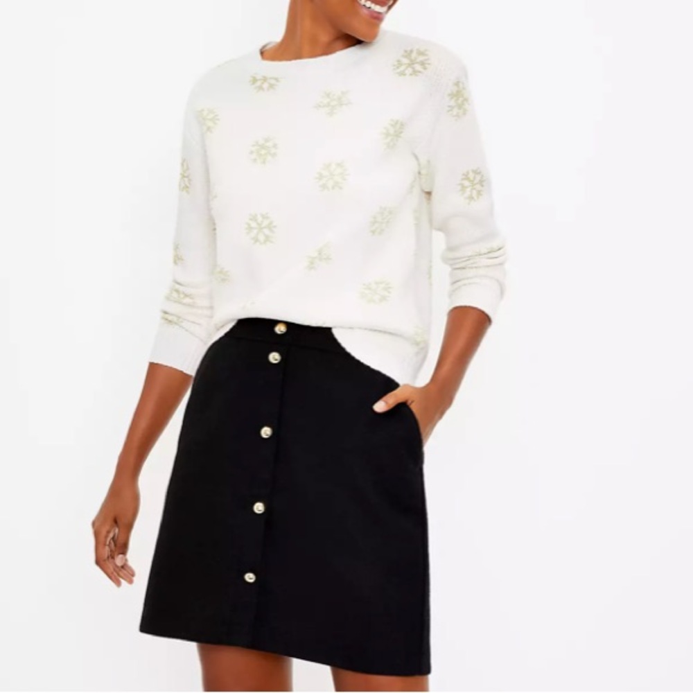 NWT LOFT Black Wooly Button Skirt w/POCKETS